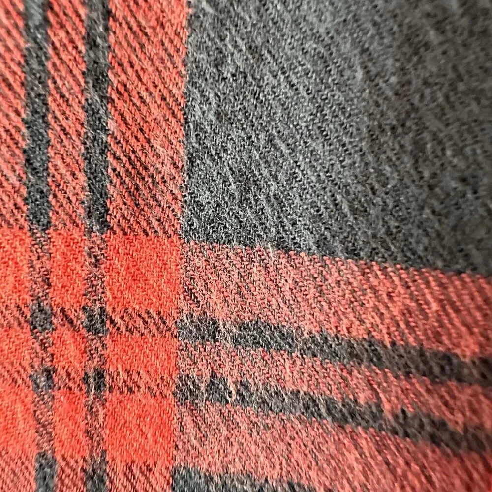 Cotton & Co Red Black Plaid Flannel Button Down Shirt Grunge Goth Classic L